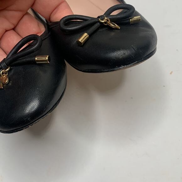 KATE SPADE NEW YORK Willa Leather Ballet Flats Shoes Bow Charm S-118 Sz 8.5 - Picture 3 of 9